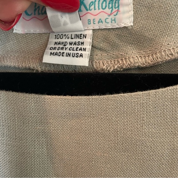 CHARLOTTE KELLOGG Palm Beach Margot Tunic Top Blouse 100% Linen Tunic Khaki Sz M - Picture 5 of 9